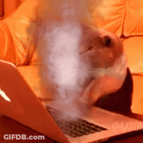 Smoke Is Coming Out Of A Laptop That Says ' Aaron ' On It GIF