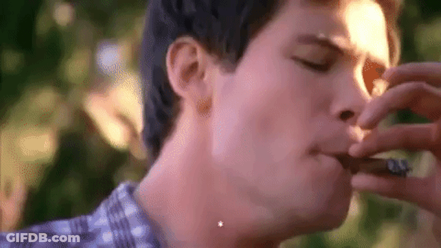 Smoking Before Chugging Beer GIF