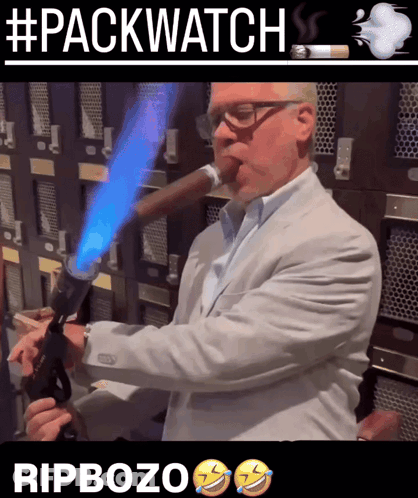 Smoking Man In Suit With #Packwatch Ripbozo Light GIF