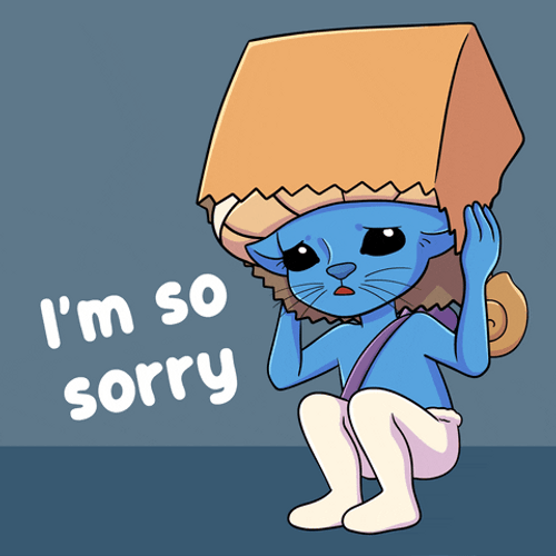 Smurf Cat Hiding Its Head Im So Sorry GIF