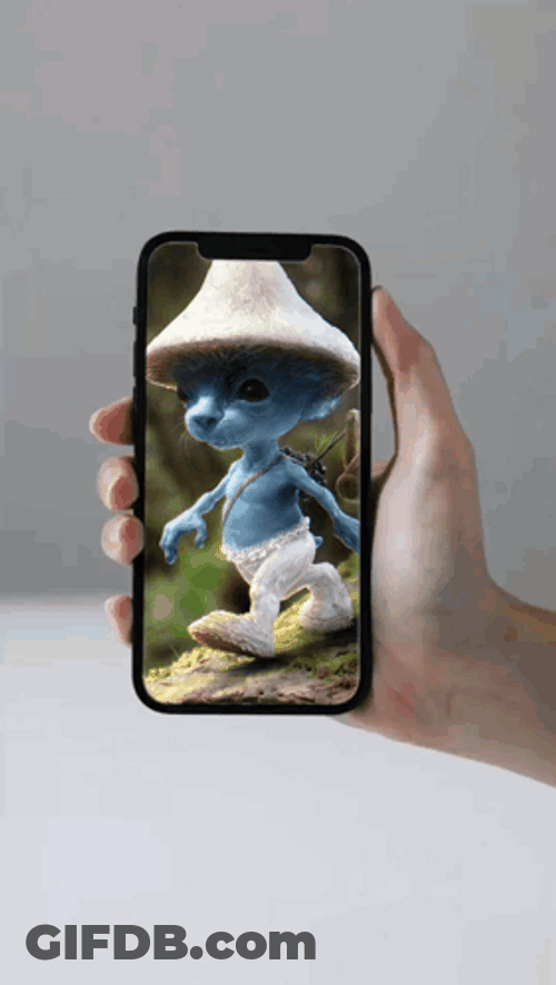 Smurf Cat Meme Walking On A Tree GIF