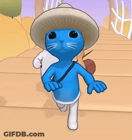 Smurf Cat Meme Walking With Friends GIF