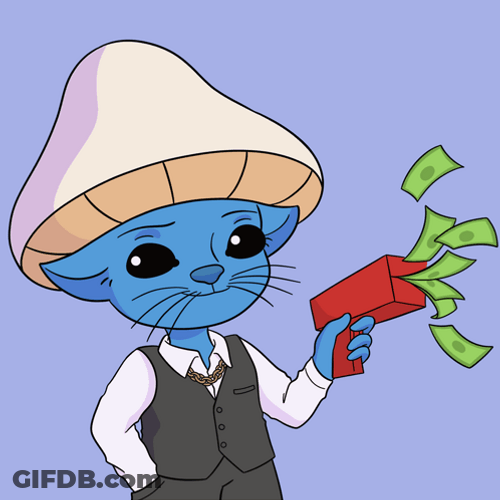 Smurf Cat Playing With Cash Cannon GIF