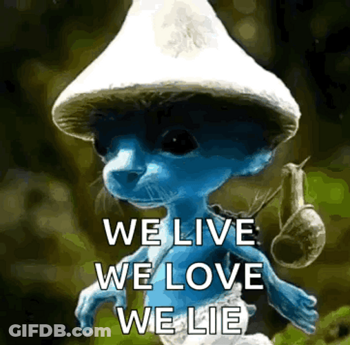 Smurf Cat We Live We Love We Lie GIF