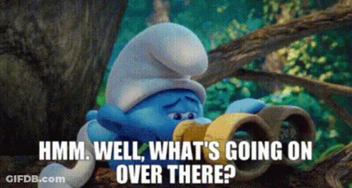 Smurf Holding Banana Hmm Well What's Going On GIF