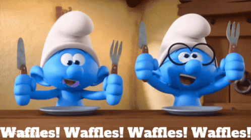 Smurf Holding Knife And Fork Waffles GIF