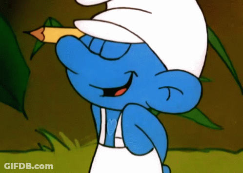 Smurf Holding Pencil In Mouth GIF
