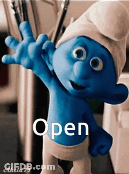 Smurf Waving Open GIF