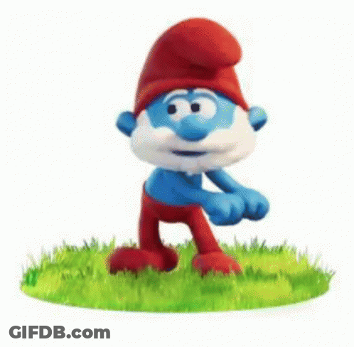 Smurf With Red Hat And Beard In Grass GIF