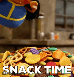 Snack Time Cartoon Jumping Over Snacks GIF