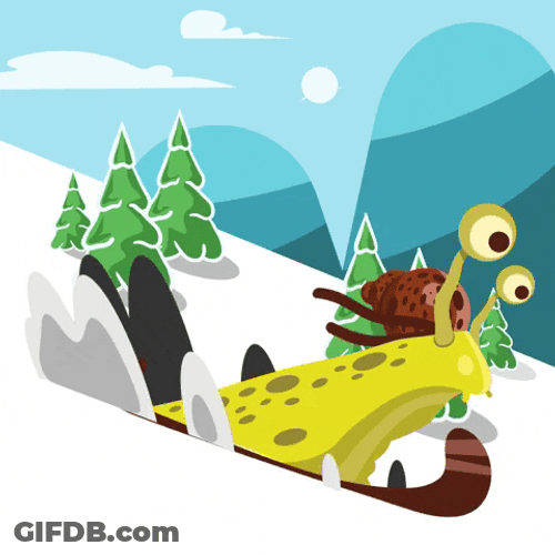 Snail Funny Snowboarding Animation GIF