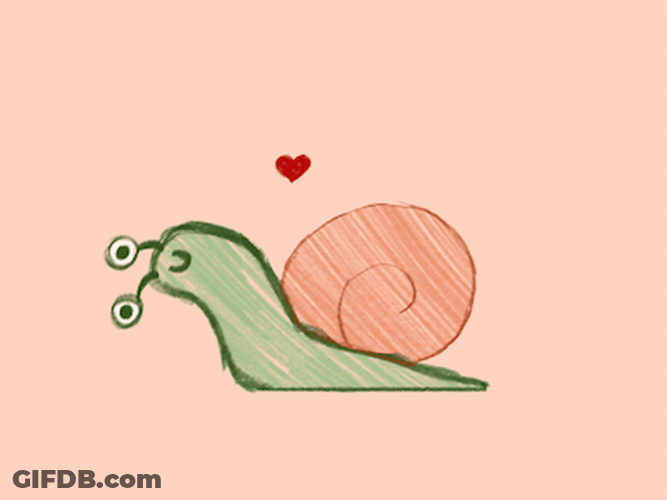 Snail Heart Dancing Colored Art GIF