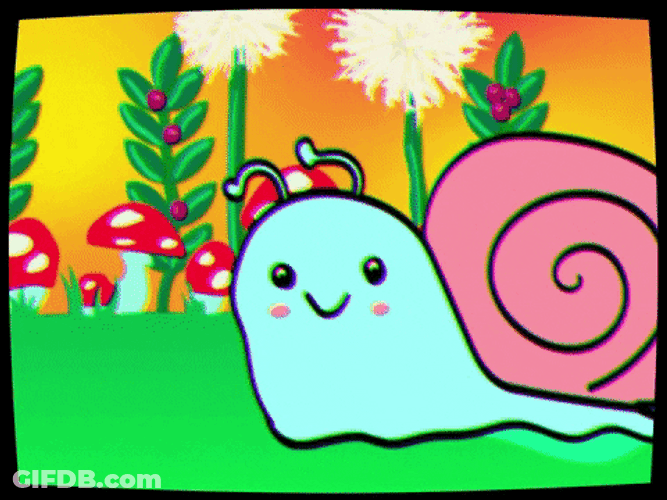 Snail Smile Crawl Forest Cartoon GIF