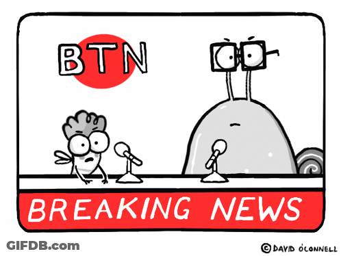 Snail Talking Into Microphone Breaking News Sign GIF