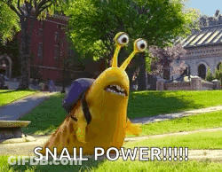 Snail With Backpack In Park GIF