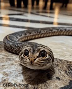 Snake-Like Cat Lying On Floor GIF