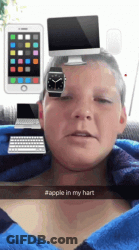 Snapchat Person With Watch On Forehead #Apple In My Hart GIF