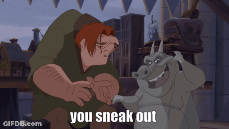 Sneak Out Quasimodo GIF
