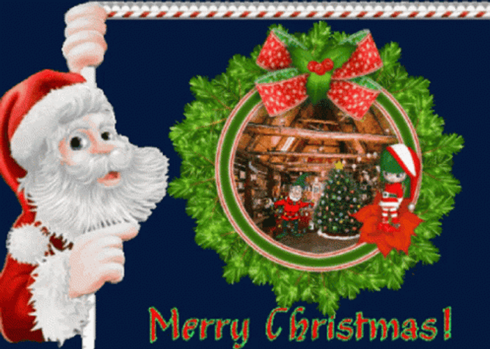 Sneeking Santa Claus Christmas Card GIF