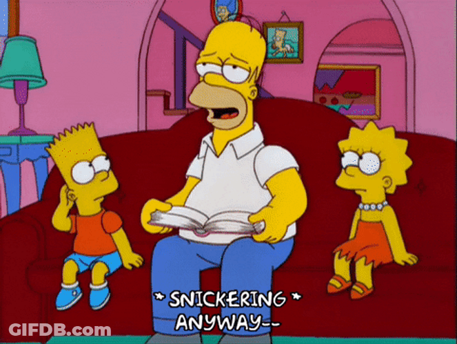 Snickering Homer Simpson With Lisa And Bart GIF