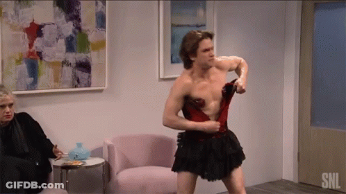 SNL Advertisement Man In Red Dress GIF