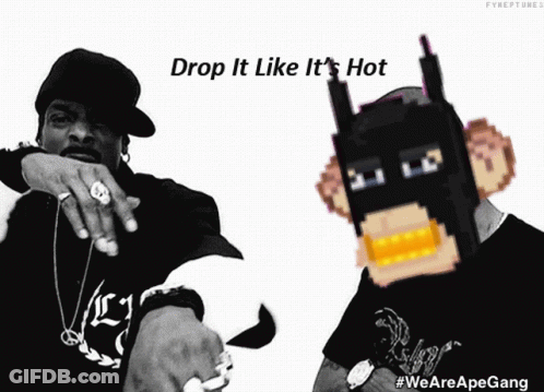 Snoop Dogg And A Monkey Wearing A Batman Mask With The Words Drop It Like It 'S Hot GIF