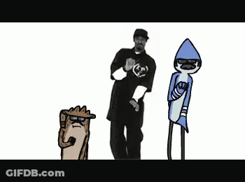 Snoop Dogg And Regular Show Characters Standing Together GIF
