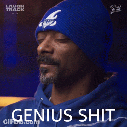 Snoop Dogg In Blue Beanie And Blue Hoodie Saying Genius Shit GIF