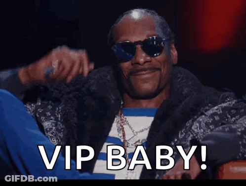 Snoop Dogg In Sunglasses And Fur Coat Says VIP Baby GIF