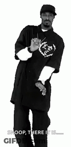 Snoop Dogg Is Dancing In A Black And White Photo With The Caption `` Snoop , There It Is '' . GIF