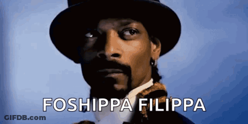 Snoop Dogg Is Wearing A Top Hat And A Bow Tie And Says Foshippa Filippa . GIF