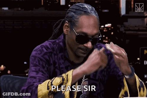 Snoop Dogg Is Wearing Sunglasses And A Purple Shirt And Is Saying Please Sir GIF