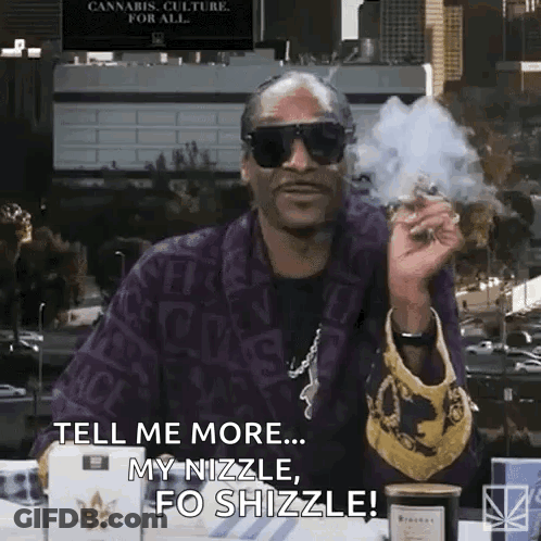Snoop Dogg Smoking Cigarette Saying Tell Me More My Nizzle Fo Shizzle GIF