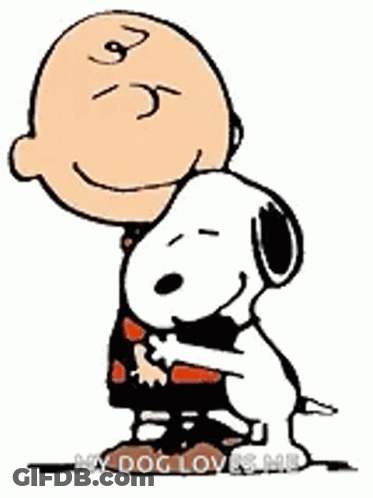 Snoopy And Charlie Brown Hugging GIF