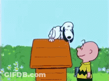 Snoopy And Charlie Brown Looking At Each Other GIF