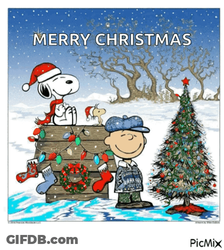 Snoopy And Charlie Brown Merry Christmas GIF