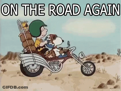 Snoopy And Charlie Brown Riding Motorcycle GIF