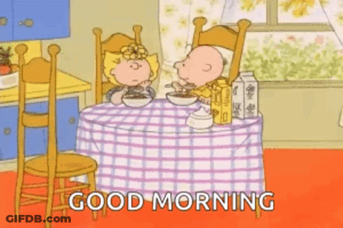 Snoopy And Charlie Brown Sitting At Table GIF