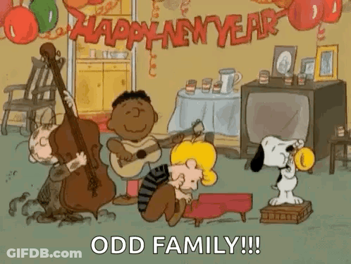 Snoopy And Friends Celebrating New Year's Eve GIF