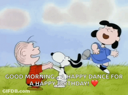 Snoopy And Lucy Dancing Happy Birthday GIF