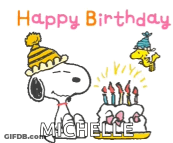 Snoopy And Woodstock Are Celebrating A Birthday With A Cake GIF