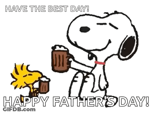 Snoopy And Woodstock Are Celebrating Father 'S Day With A Mug Of Beer . GIF