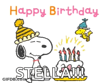 Snoopy And Woodstock Are Celebrating Stella 'S Birthday By Blowing Out Candles On A Cake . GIF