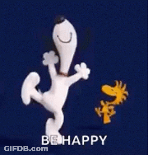 Snoopy And Woodstock Dancing Be Happy GIF