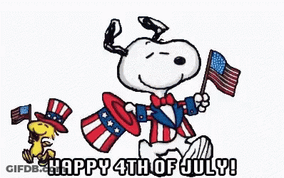 Snoopy And Woodstock Celebrating Fourth Of July Red GIF