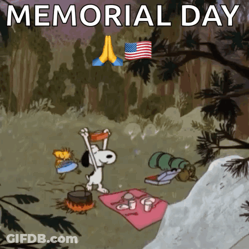 Snoopy And Woodstock Celebrating Memorial Day GIF
