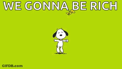 Snoopy And Woodstock Dancing We Gonna Be Rich GIF