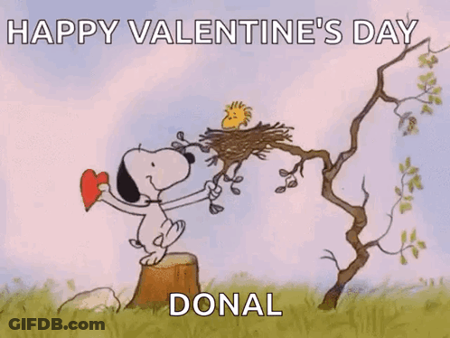 Snoopy And Woodstock Holding Heart Saying Happy Valentine's Day GIF