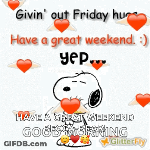 Snoopy And Woodstock Hugging GIF