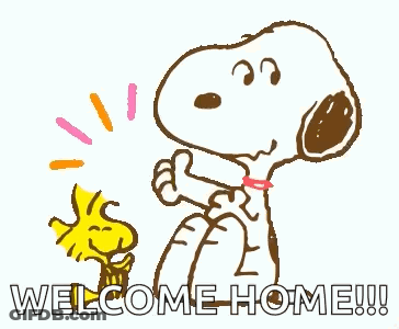 Snoopy And Woodstock Saying Welcome Home GIF
